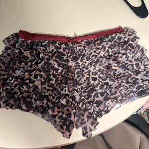 Jaded London Red and Black Leopard Print Ruffle Shorts